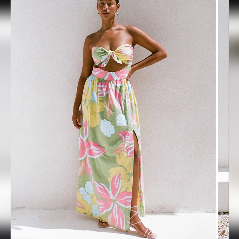 Sabo Dulce Dress - Calypso Scarf Print Maxi Dress XS 2 NWT